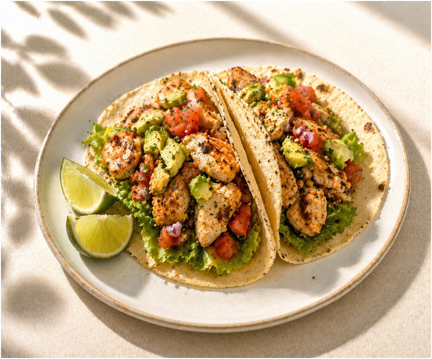 Plato saludable con tacos
